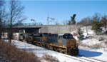 CSX 3459 leads CSX Q300 beneath the Route 206 overpass